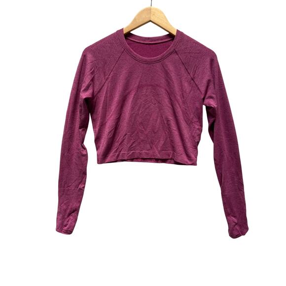 Lululemon Swiftly Tech Long Sleeve Shirt Cropped Size 10 in wild berry - Picture 1 of 10